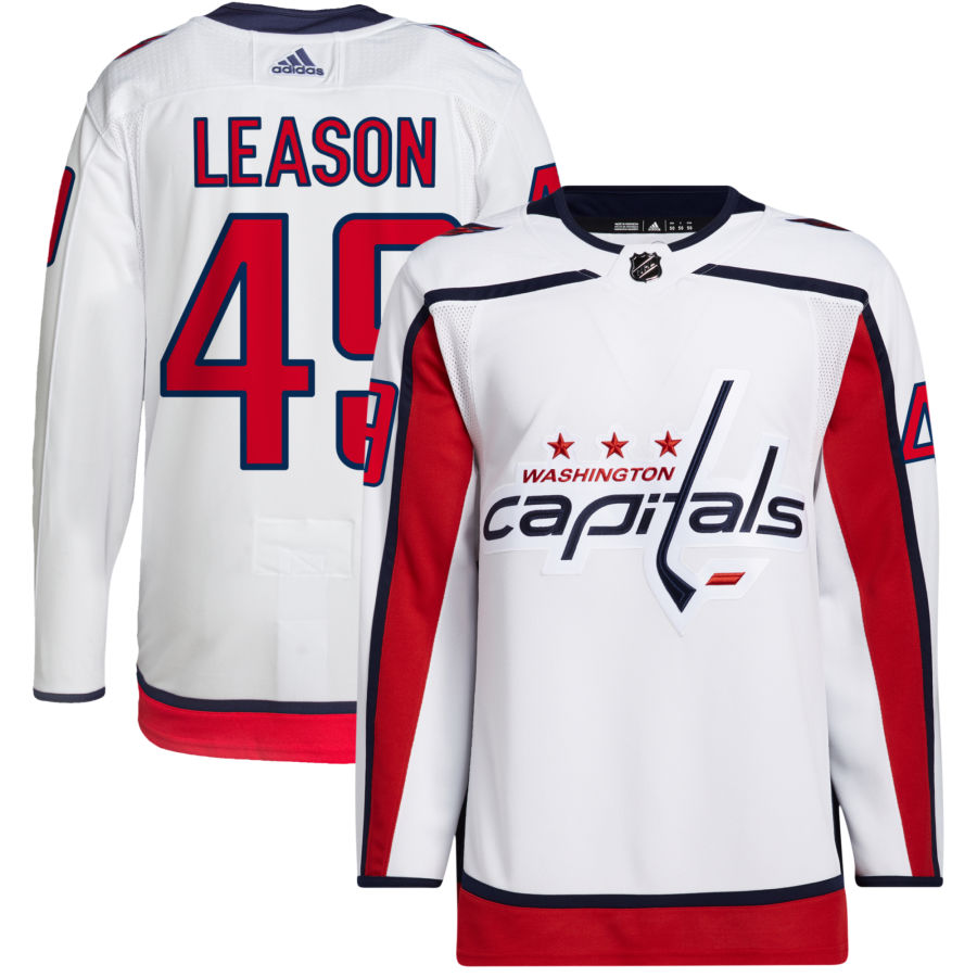 Men's Washington Capitals #49 Brett Leason adidas Away White Jersey