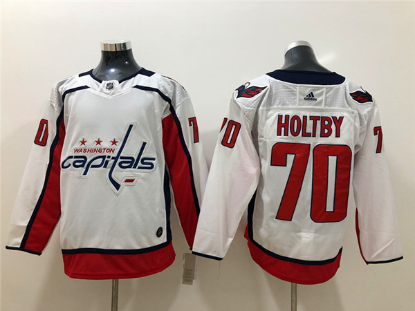 Men's Washington Capitals #70 Braden Holtby adidas Away White Jersey