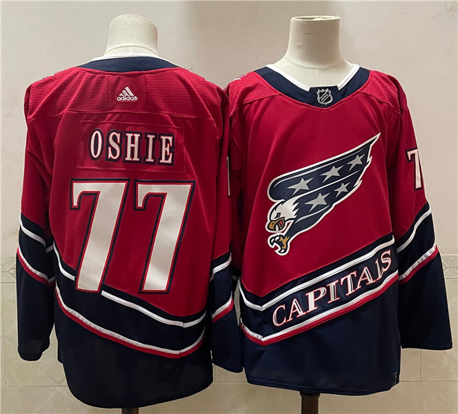 Men's Washington Capitals #77 T. J. Oshie 2021 Red Adidas NHL REVERSE RETRO JERSEYS Stitched