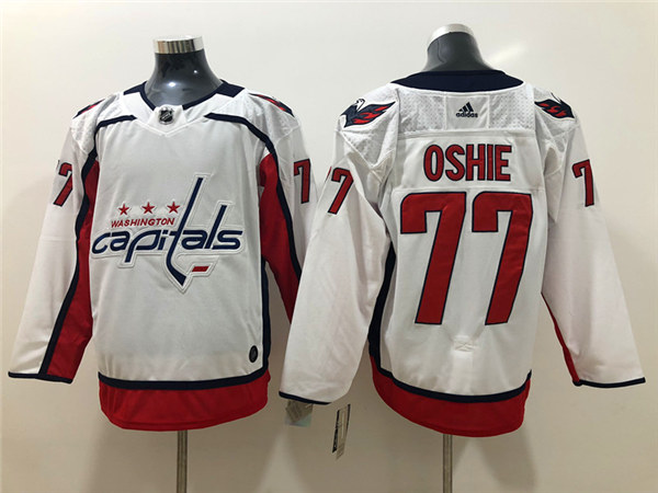 Men's Washington Capitals #77 T. J. Oshie adidas Away White Jersey Stitched