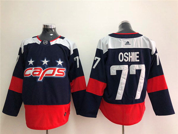 Men's Washington Capitals #77 T. J. Oshie adidas Navy 2018 Stadium Series Jersey