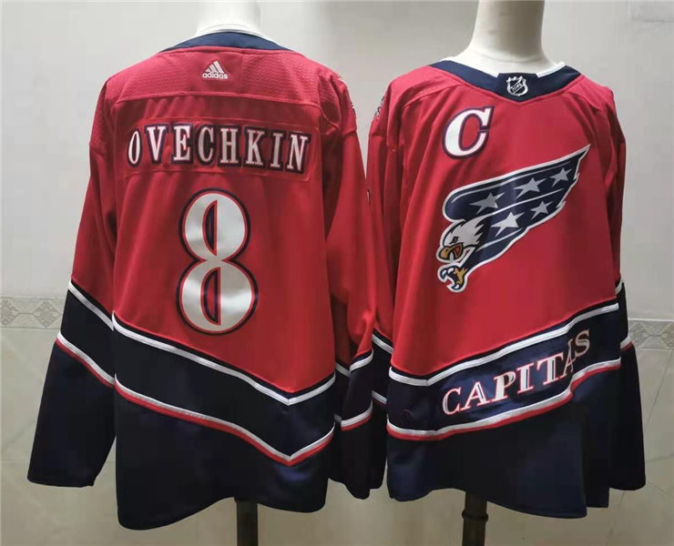 Men's Washington Capitals #8 Alexander Ovechkin 2021 Red Adidas NHL REVERSE RETRO JERSEYS Stitched
