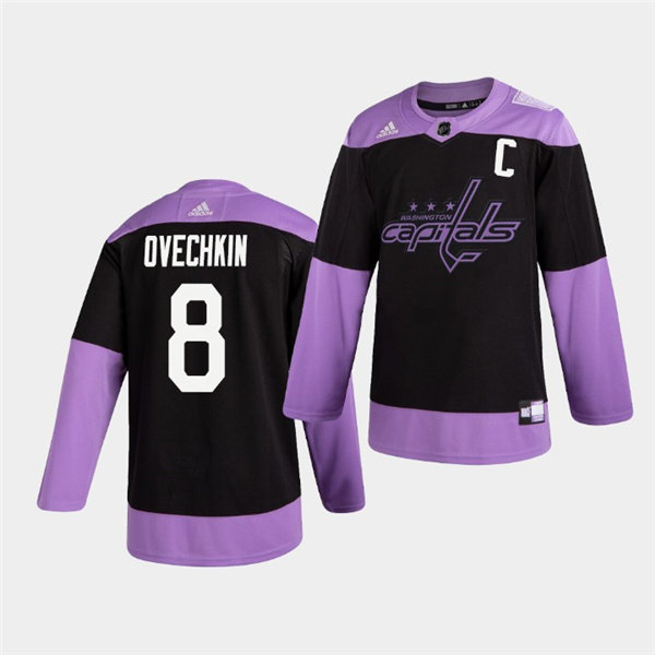 Men's Washington Capitals #8 Alexander Ovechkin Hockey Fights Cancer Practice Jersey Stitched