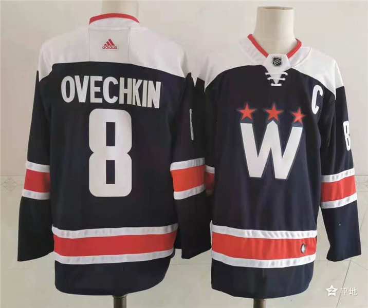 Men's Washington Capitals #8 Alexander Ovechkin Navy Third Adidas NHL Jersey Stitched