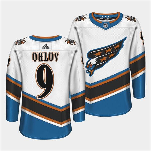 Men's Washington Capitals #9 Dmitry Orlov Adidas White Screaming Eagle Retro Jersey Stitched