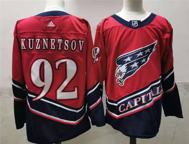 Men's Washington Capitals #92 Evgeny Kuznetsov 2021 Red Adidas NHL REVERSE RETRO JERSEYS Stitched