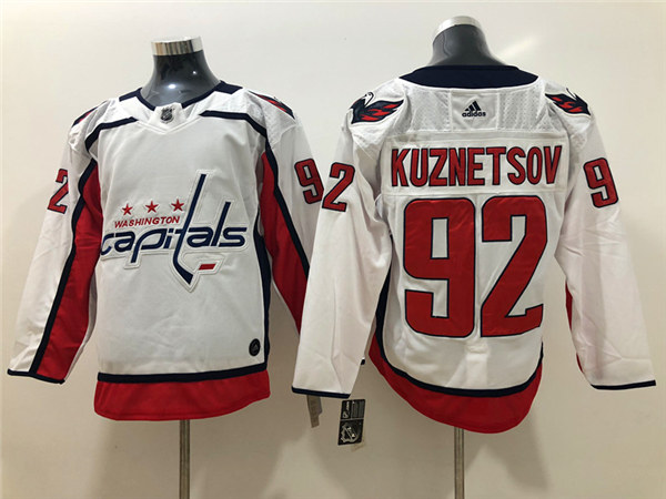 Men's Washington Capitals #92 Evgeny Kuznetsov adidas Away White Jersey
