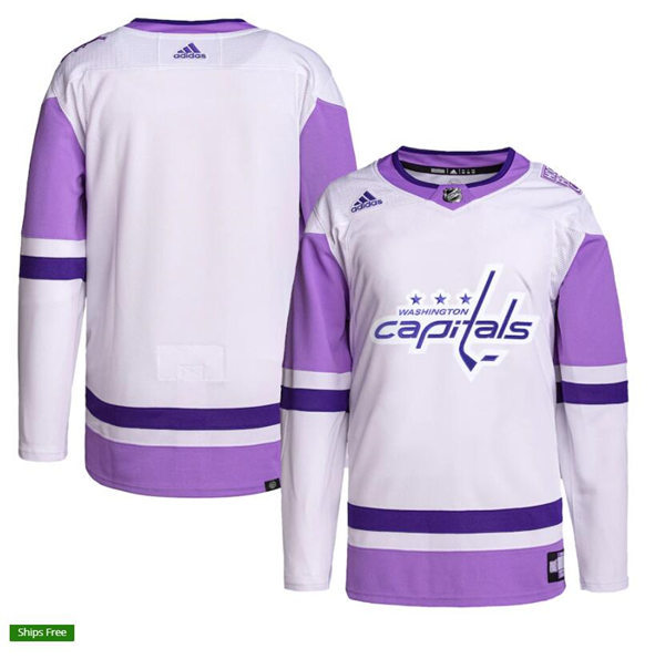 Men's Washington Capitals Blank White Purple Hockey Fights Cancer Jersey