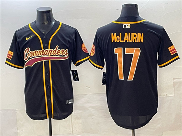 Men's Washington Commanders #17 Terry McLaurin Black Limited Stitched Baseball Jersey