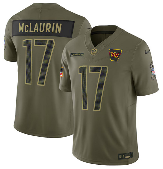 Men's Washington Commanders #17 Terry McLaurin Olive 2025 Salute to Service Limited Football Stitched Jersey