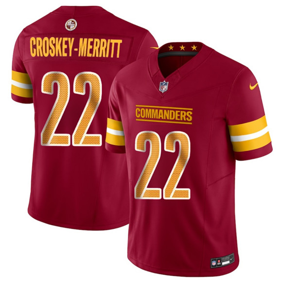 Men's Washington Commanders #22 Jacory Croskey-Merritt Burgundy 2025 Draft F.U.S.E. Vapor Limited Football Stitched Jersey