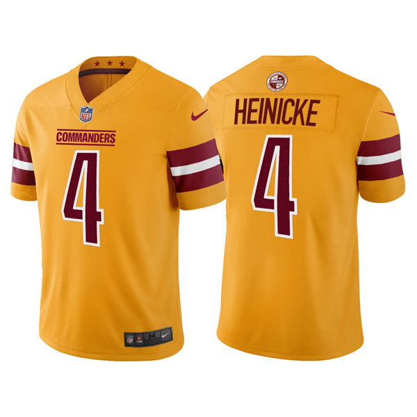 Men's Washington Commanders #4 Taylor Heinicke 2022 Gold Inverted Legend Jersey