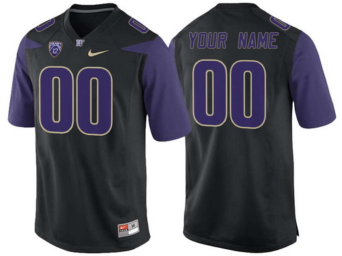 Men's Washington Huskies Custom Black Limited Stitched College Football 2016 Nike NCAA Jersey 