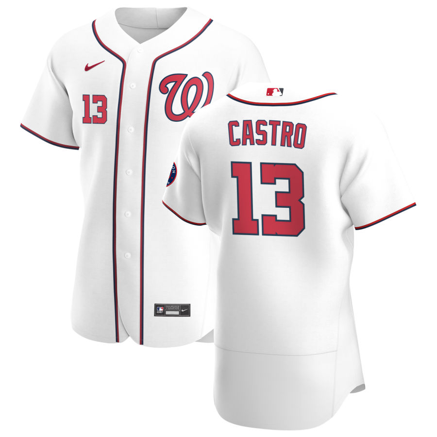 Men's Washington Nationals #13 Starlin Castro Nike White Home Flexbase Jersey