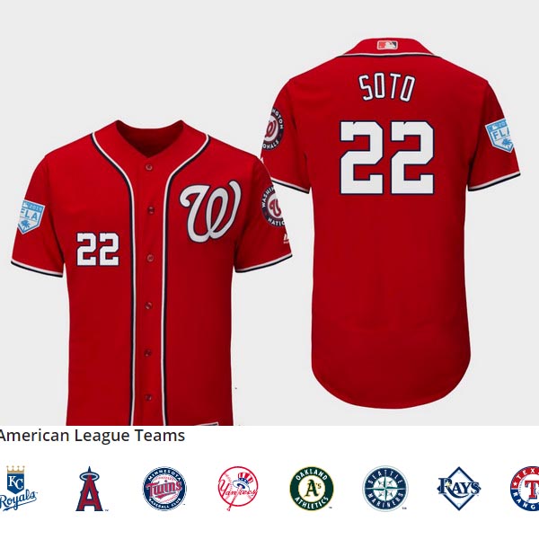 Men's Washington Nationals #22 Juan Soto Red Flex Base Jersey