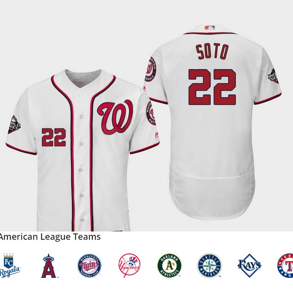 Men's Washington Nationals #22 Juan Soto White 2019 World Series Bound Flex Base Authentic Jersey