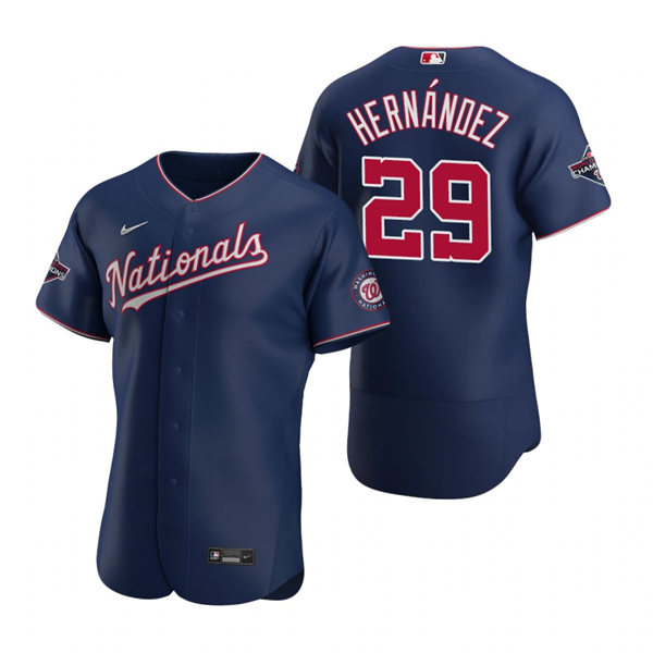 Men's Washington Nationals #29 Yadiel Hernandez Nike Navy Authentic 2019 World Series Champions Jersey