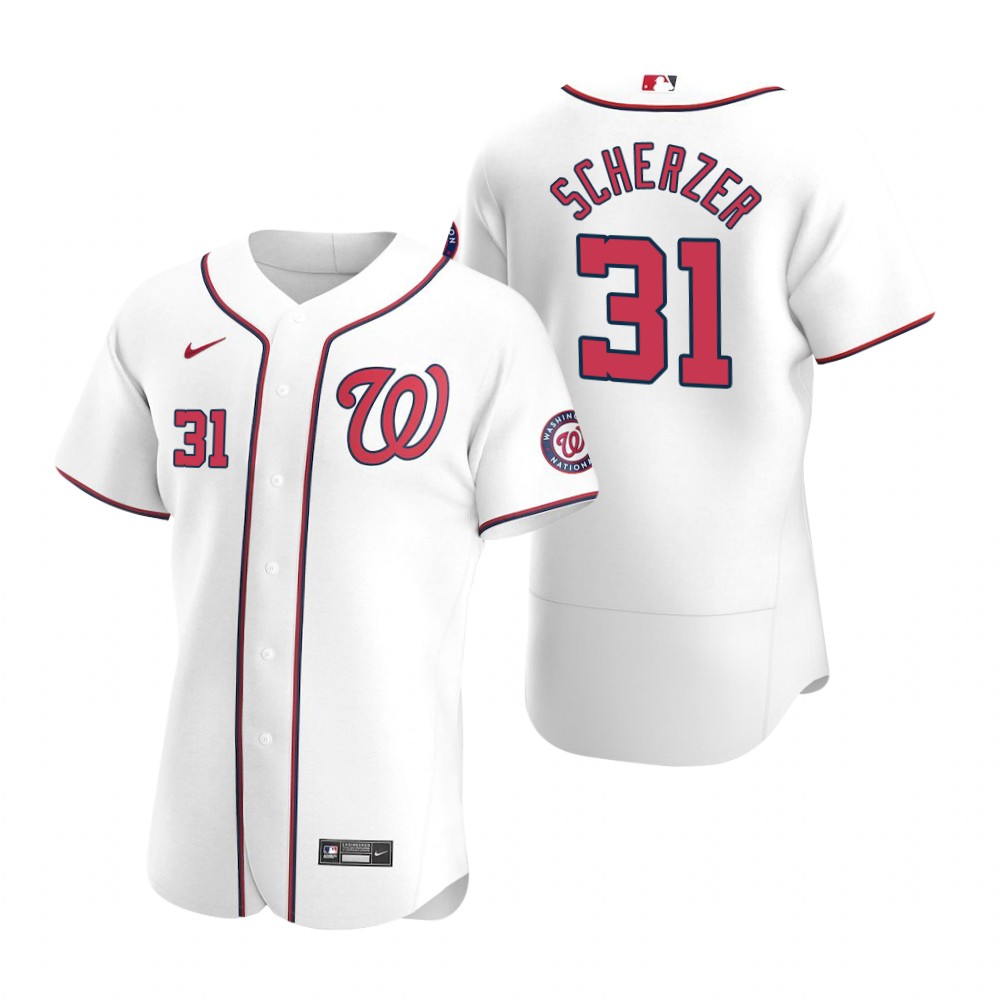 Men's Washington Nationals #31 Max Scherzer White Authentic 2020 Home Jersey
