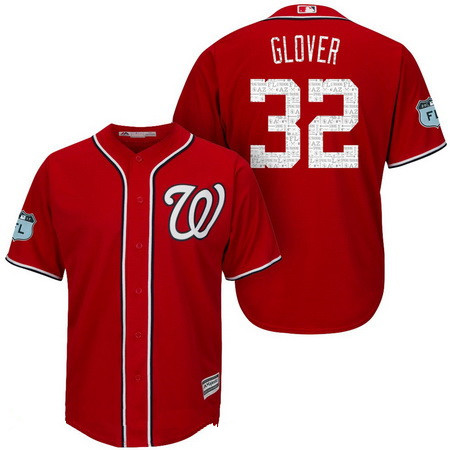 Men's Washington Nationals #32 Koda Glover Red 2017 Spring Training Stitched MLB Majestic Flex Base Jersey