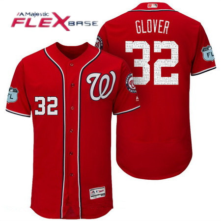 Men's Washington Nationals #32 Koda Glover Red 2017 Spring Training Stitched MLB Majestic Flex Base Jersey的副本