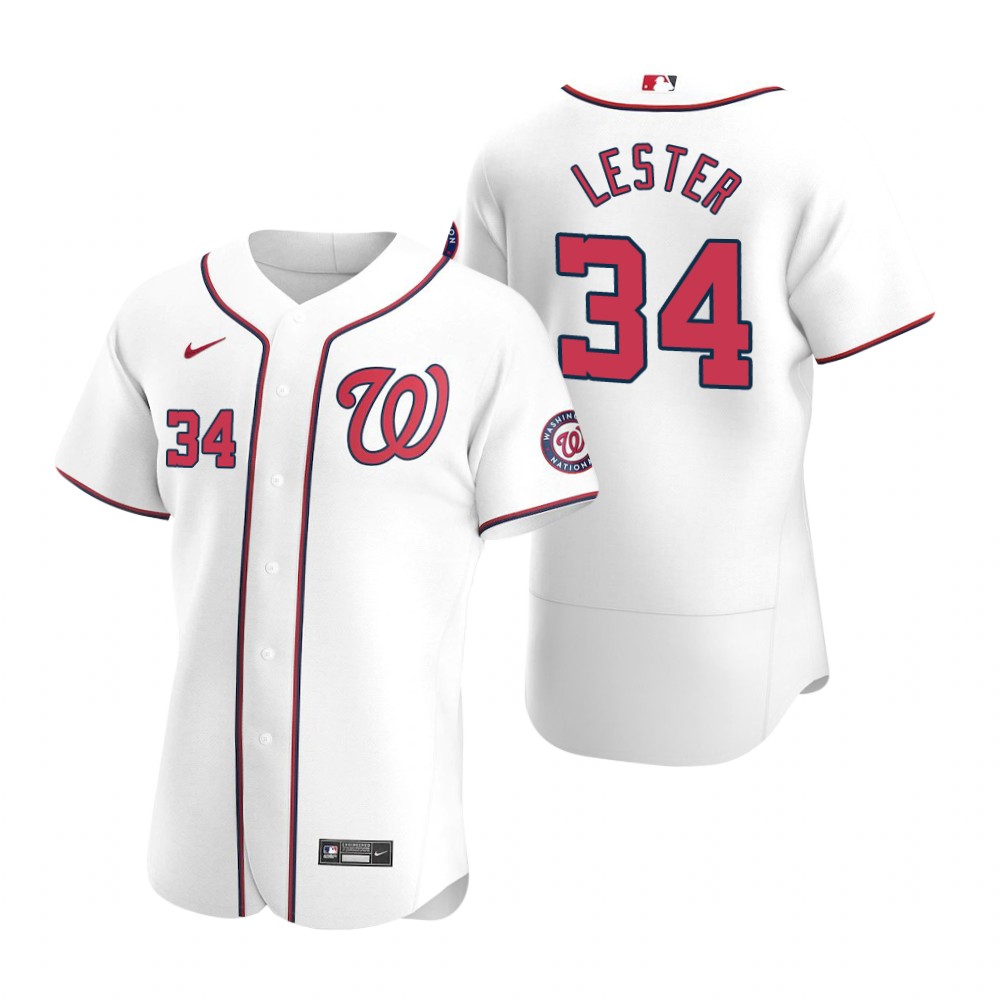Men's Washington Nationals #34 Jon Lester Nike White Home Flexbase Jersey
