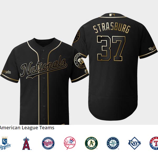 Men's Washington Nationals #37 Stephen Strasburg BLACK Flex Base Jersey