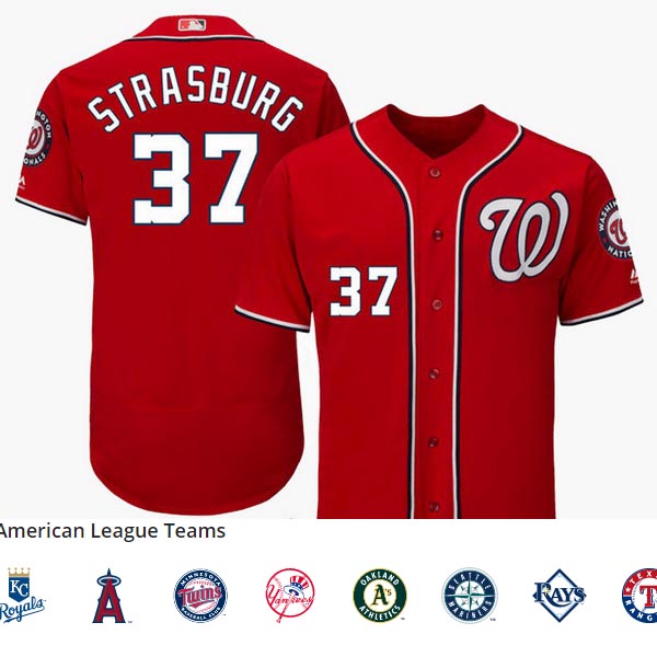 Men's Washington Nationals #37 Stephen Strasburg Red Flex Base Jersey