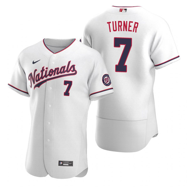 Men's Washington Nationals #7 Trea Turner White Authentic 2020 Alternate Team Logo Jersey
