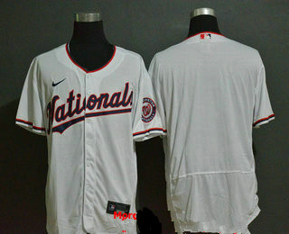 Men's Washington Nationals Blank White Stitched MLB Flex Base Nike Jerse