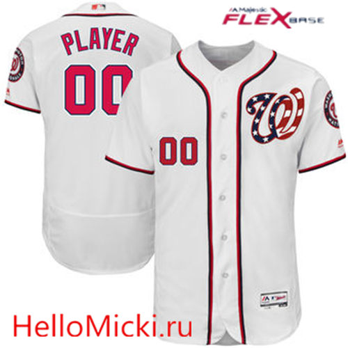 Men's Washington Nationals Majestic White 2017 Flex Base Authentic Custom Jersey