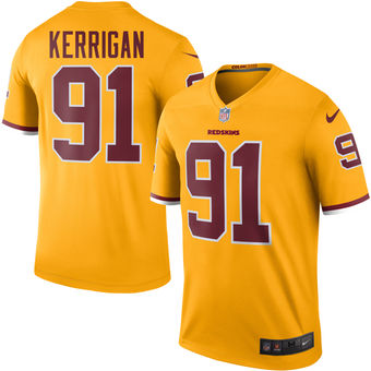 Men's Washington Redskins #91 Ryan Kerrigan Nike Gold Color Rush Legend Jersey