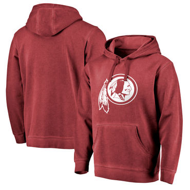Men's Washington Redskins NFL Pro Line By Fanatics Branded Burgundy White Logo Shadow Washed Pullover Hoodie