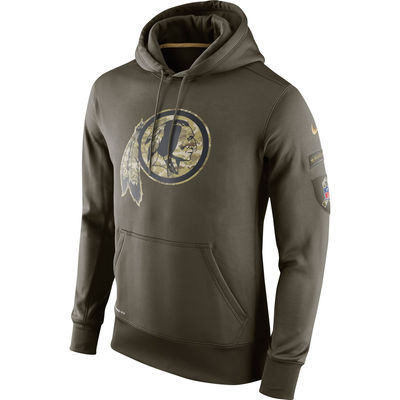 Men's Washington Redskins Team Logo Green Stitched Nike Olive Salute To Service Hoodie