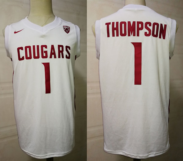 Men's Washington State Cougars #1 Klay Thompson Nike 2022 White College Basketball Game Jersey 