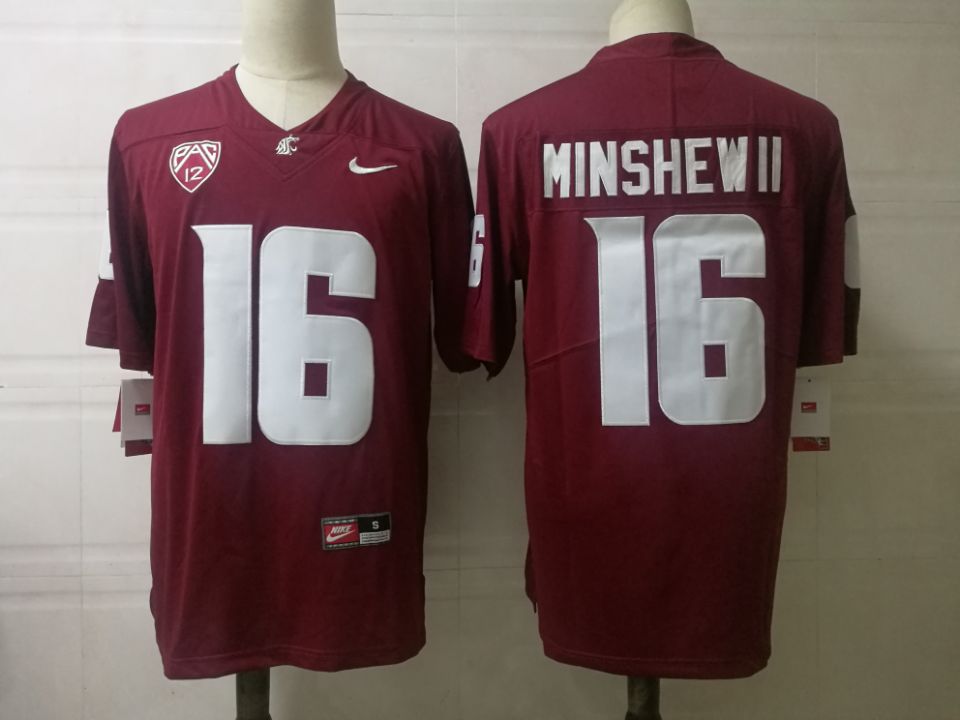 Men's Washington State Cougars #16 Gardner Minshew II Nike Red Stitched NCAA Football Jersey 