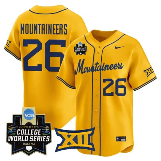 Men's West Virginia Mountaineers 2026 World Series Patch Vapor Premier Limited Jersey - All Stitched #26   Mountaineers