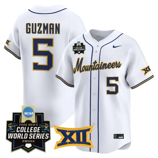 Men's West Virginia Mountaineers 2026 World Series Patch Vapor Premier Limited Jersey - All Stitched Armani Guzman    5