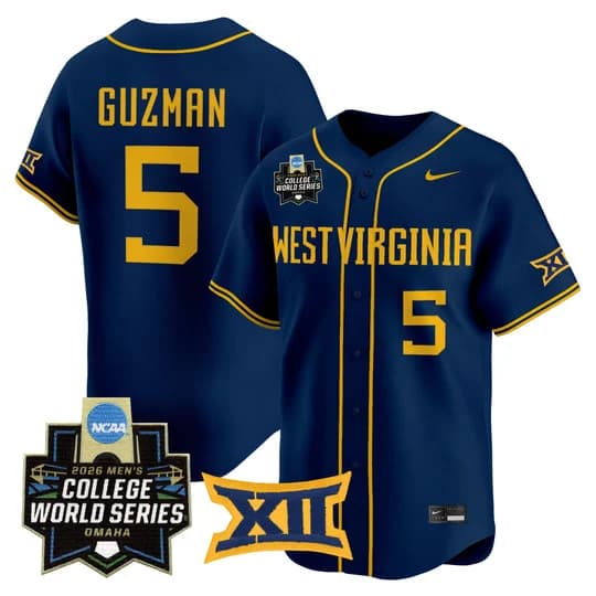 Men's West Virginia Mountaineers 2026 World Series Patch Vapor Premier Limited Jersey - All Stitched Armani Guzman 5