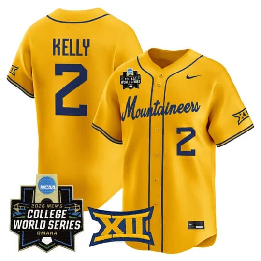 Men's West Virginia Mountaineers 2026 World Series Patch Vapor Premier Limited Jersey - All Stitched Gavin Kelly - 2
