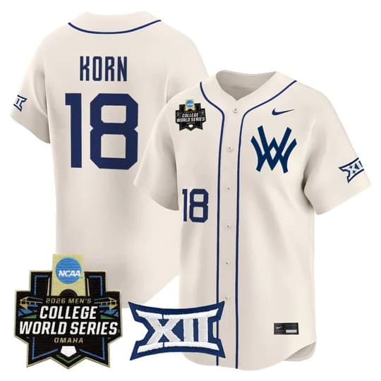 Men's West Virginia Mountaineers 2026 World Series Patch Vapor Premier Limited Jersey - All Stitched Ian Korn #1 8