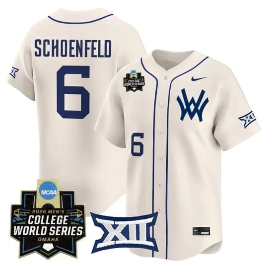 Men's West Virginia Mountaineers 2026 World Series Patch Vapor Premier Limited Jersey - All Stitched Paul Schoenfeld #   6