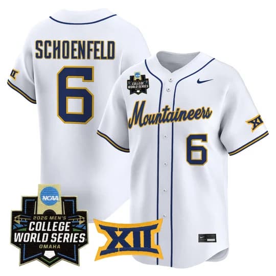 Men's West Virginia Mountaineers 2026 World Series Patch Vapor Premier Limited Jersey - All Stitched Paul Schoenfeld #6