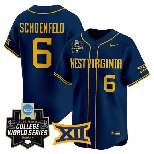Men's West Virginia Mountaineers 2026 World Series Patch Vapor Premier Limited Jersey - All Stitched Paul Schoenfeld  6