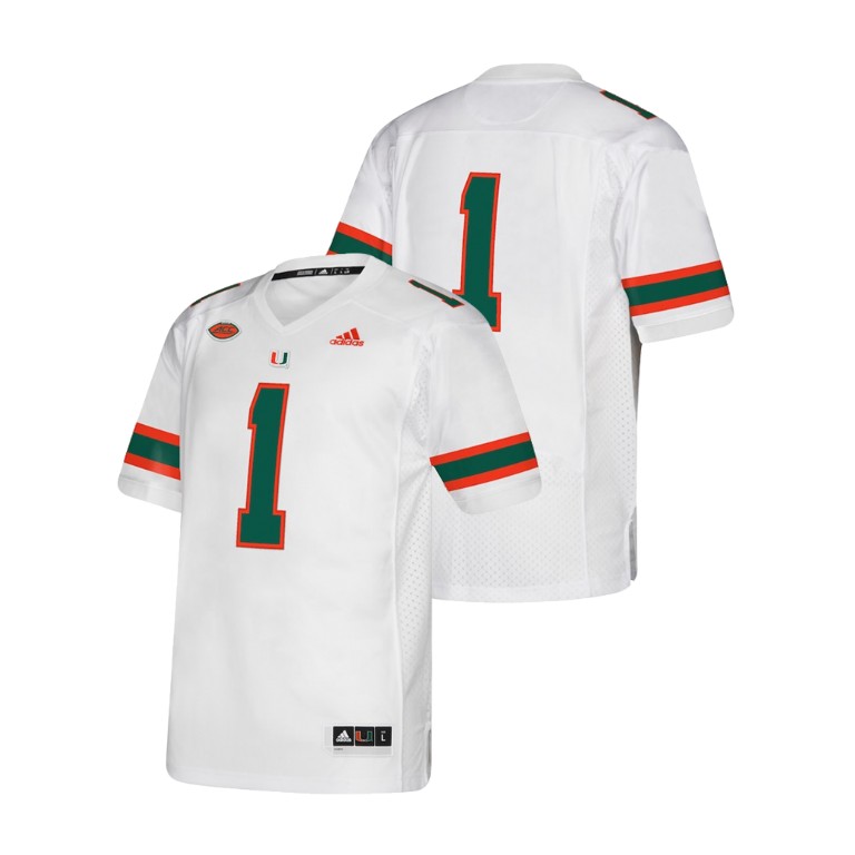 Men's White Adidas College Football Miami Hurricanes Premier Jersey Men's Jersey Miami Hurricanes College Football White Premier Jersey