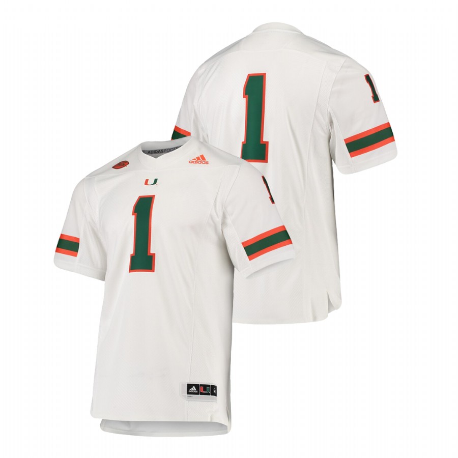 Men's White Adidas Premier Miami Hurricanes Football Jersey Men's Jersey Miami Hurricanes Premier White Football Jersey