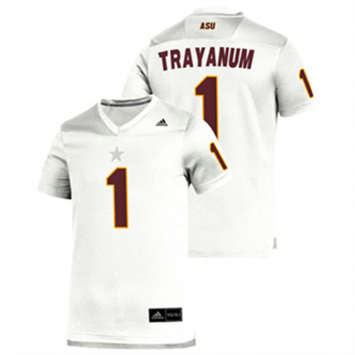 Men's White Arizona State Sun Devils DeaMonte Trayanum Replica College Football Jersey