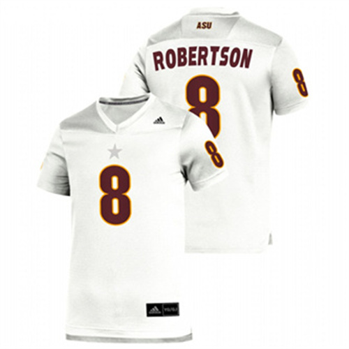 Men's White Arizona State Sun Devils Merlin Robertson Replica College Football Jersey