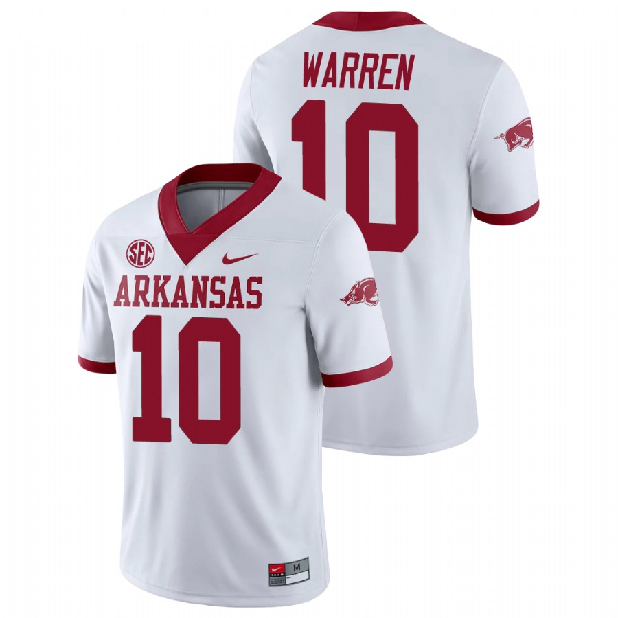 Men's White Arkansas Razorbacks De'Vion Warren College Football Alternate Game Jersey