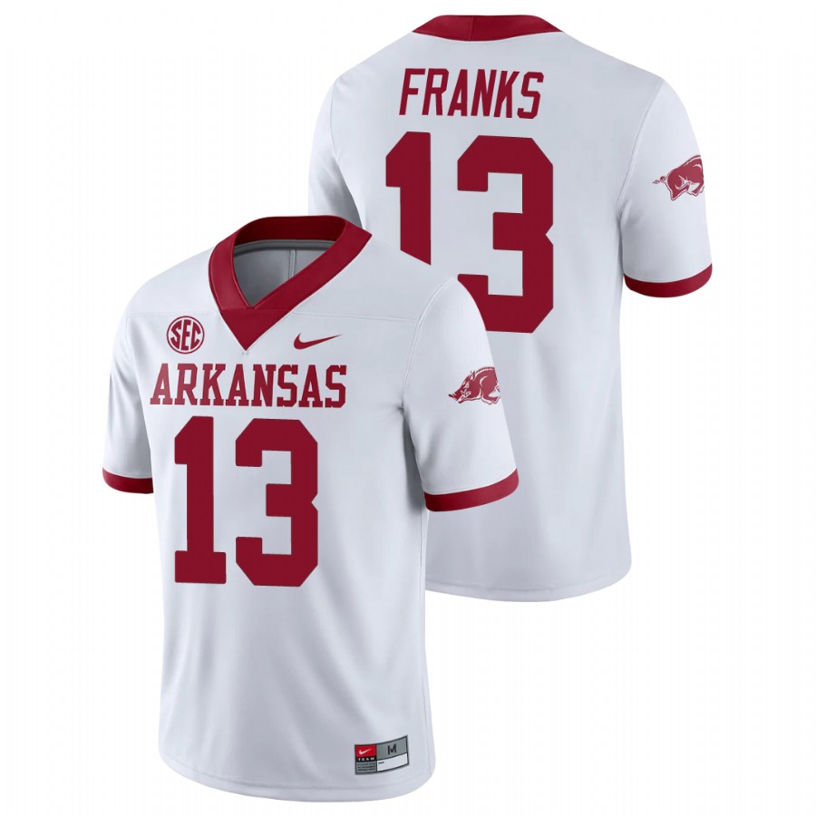 Men's White Arkansas Razorbacks Feleipe Franks College Football Alternate Game Jersey
