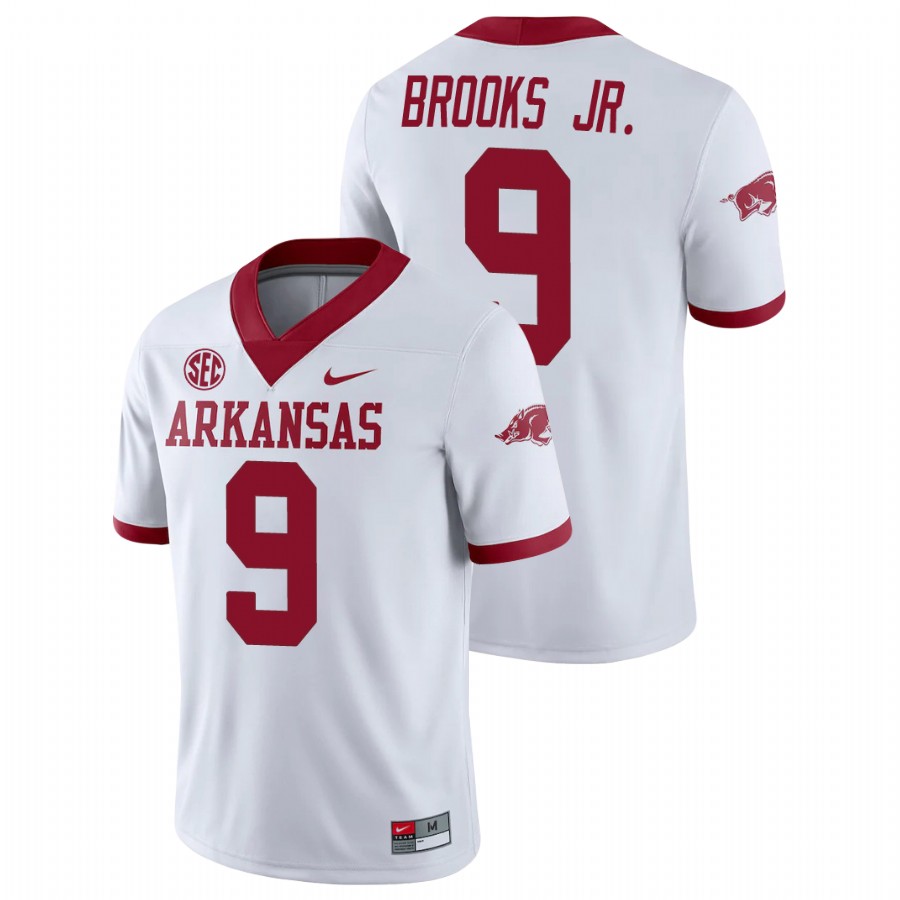 Men's White Arkansas Razorbacks Greg Brooks Jr. College Football Alternate Game Jersey